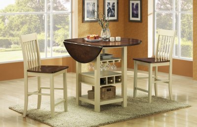 Two-Tone Cream & Cherry Dinette w/Hanging Glass Rack