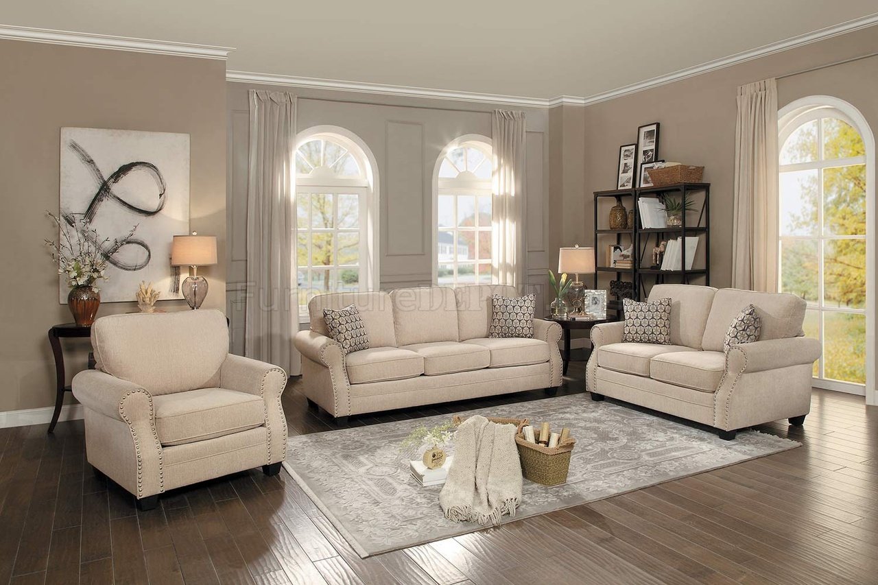 Bechette Sofa 8204 in Natural Fabric by Homelegance w/Options - Click Image to Close