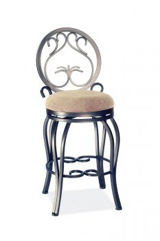 Dark Champagne Base & Taupe Suede Seat Set of 2 Barstools [CYBA-0745-BS]