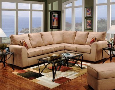 Camel Fabric Modern Elegant Sectional Sofa