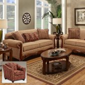 Beige Fabric Traditional Loveseat & Sofa Set w/Options