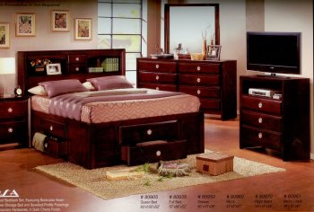 Dark Cherry Finish Modern Bedroom w/Optional Casegoods [MABS-Versa]