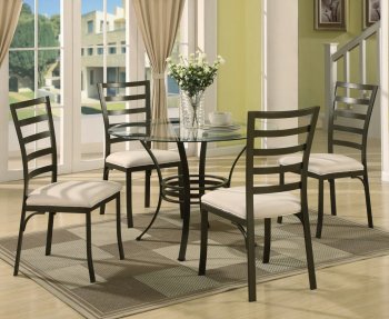 Round Glass Top & Metal Base Modern 5 Piece Dining Set [CTCDS-DIN49224]