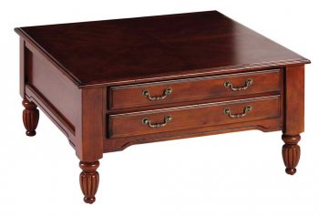 Distressed Cherry Finish Classic Coffee Table W/Storage Drawers [IKCT-848-817]