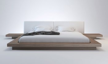 HB39A Worth Bed by Modloft in Walnut & White [MLB-HB39A Worth Walnut-White]