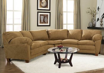 Tan Micro Suede Casual Sectional Sofa w/Cushioned Arm Pillows [HLSS-U466]