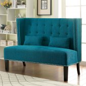 Amora Accent Loveseat Bench CM-BN6226 in Dark Teal Fabric