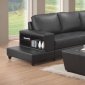 Contemporary Black Leather Match Sectional Sofa w/Book Holder