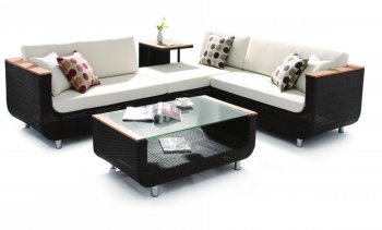 Black Modern Patio Sectional Sofa w/Coffee Table [VGOUT-H01V2]