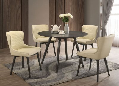 Kniya 5Pc Dinette Set CM3780RT in Dark Grey & Cream