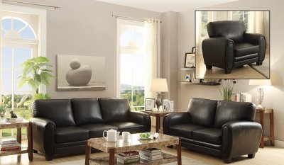 Rubin Sofa & Loveseat Set 9734BK Black by Homelegance w/Options