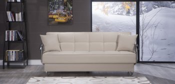 Betsy Santa Glory Cream Sofa Bed in PU by Sunset [IKSB-Betsy Santa Glory Cream]