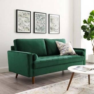 Valour Sofa in Green Velvet Fabric by Modway w/Options