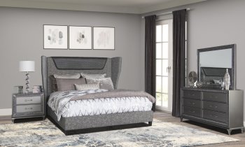 2191 Bedroom 5Pc Set in Gray by Global w/Jewel Casegoods [GFBS-2191-Jewel Gray]