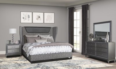 2191 Bedroom 5Pc Set in Gray by Global w/Jewel Casegoods