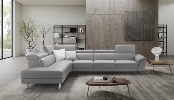 Denver Sectional Sofa in Fume Leather by ESF w/Recliner [EFSS-Denver]