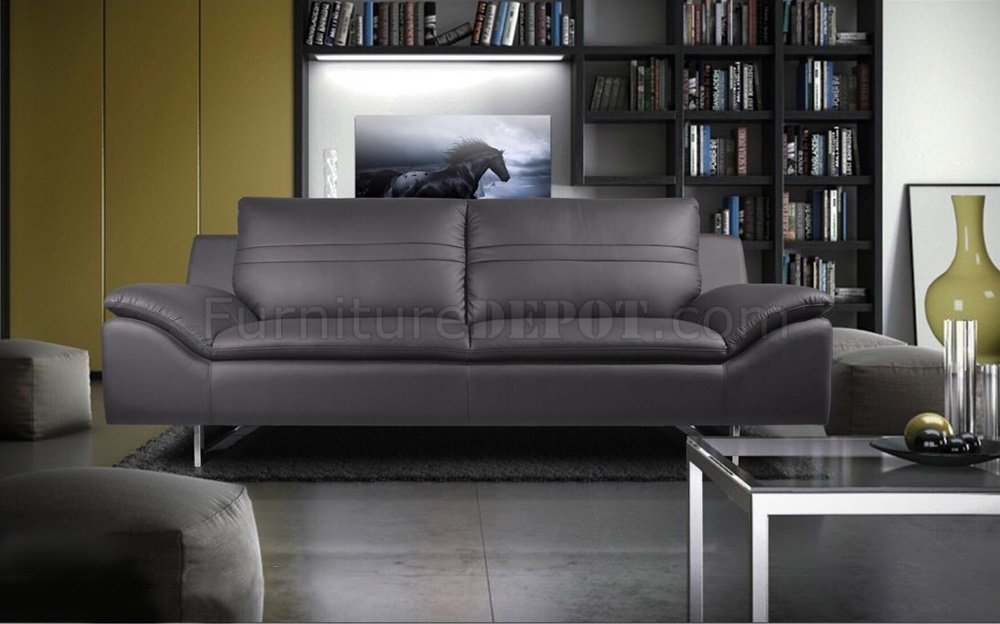 Obbe 522002 Sofa & Loveseat in Grey Leather by New Spec