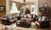 Chocolate Velvet and Vinyl Classic Sofa & Loveseat Set w/Options