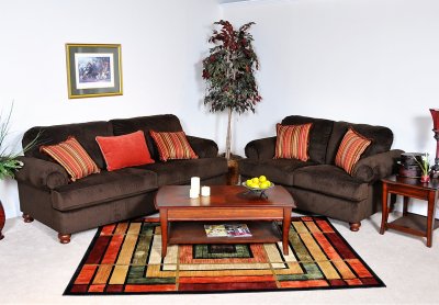 Viva Chocolate Fabric Contemporary 2Pc Sofa & Loveseat Set