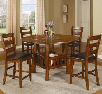 Dark Oak Finish Traditional Counter Height 5Pc Dining Set [CRDS-102158-Lavista]