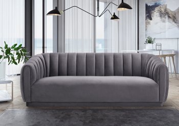 Arno Sofa TOV-S167 in Grey Velvet Fabric by TOV Furniture [TVS-TOV-S167-Arno Grey]