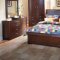 Warm Espresso Finish Contemporary Leather Headboard Bed