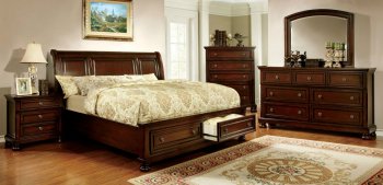 Northville Bedroom CM7683 in Dark Cherry w/Footboard Drawers [FABS-CM7683-Northville]