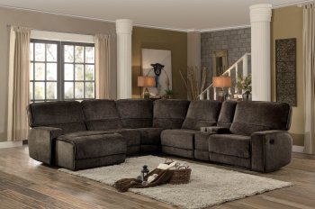 Shreveport Reclining Sectional Sofa 8238-6LCRR Brown Homelegance [HESS-8238-6LCRR Shreveport]