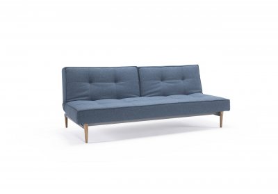 Splitback Sofa Bed Blue w/Wood Legs by Innovation w/Option