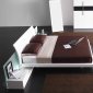 White High Gloss Finish Modern Bedroom Set w/Curved Headboard