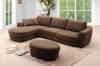 Brown Fabric Modern Sectional Sofa w/Matching Ottoman