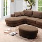 Brown Fabric Modern Sectional Sofa w/Matching Ottoman