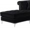 Damian Sectional Sofa 608 in Black Velvet Fabric by Meridian