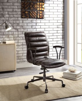 Zooey Office Chair 92558 in Chocolate Top Grain Leather by Acme [AMOC-92558 Zooey]