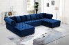 Presley Sectional Sofa 698 in Navy Velvet Fabric by Meridian