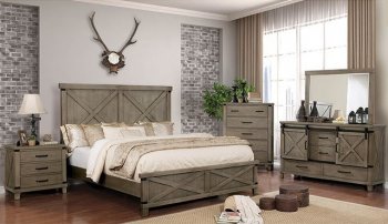 Bianca Bedroom Set CM7734 in Gray w/Plank Headboard & Options [FABS-CM7734GY-Bianca]