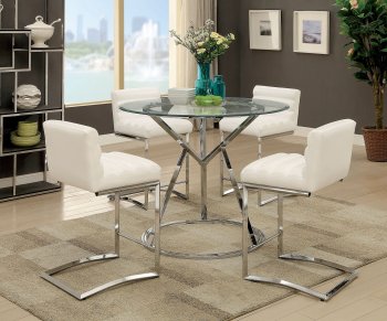 Livada II CM3170WH-RPT 5PC Counter Height Dinette Set in Chrome [FADS-CM3170RPT-CM3170WH-PC]