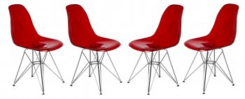 Cresco Set of 4 Dining Chairs CR19TR in Red by LeisureMod [LMDC-CR19TR-Cresco Red]