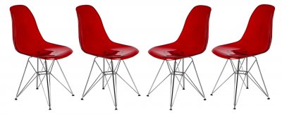 Cresco Set of 4 Dining Chairs CR19TR in Red by LeisureMod