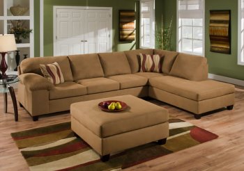 Tan Cigar Fabric Modern Sectional Sofa Set w/Optional Ottoman [UDSS-9543-Cigar]