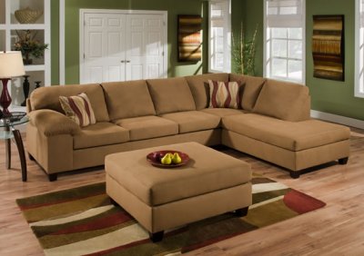 Tan Cigar Fabric Modern Sectional Sofa Set w/Optional Ottoman