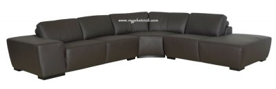 Brown Leather Modern Sectional Sofa