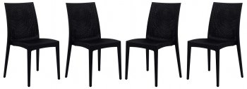 Weave Set of 4 Indoor/Outdoor Chairs MC19BL - Black - LeisureMod [LMDC-MC19BL-Weave Black]