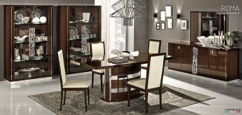 Roma Dining Table in High Gloss Walnut by ESF w/Options [EFDS-Roma Walnut]