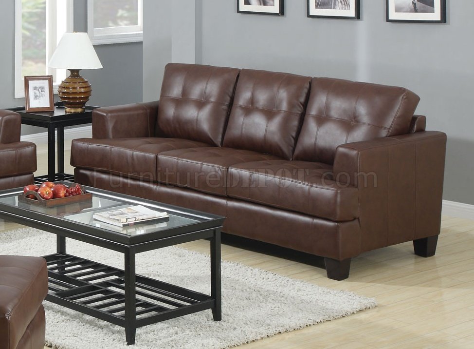 Samuel Sofa Loveseat Set Brown Leatherette 504071 by Coaster