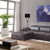 Dark Brown Full Genuine Italian Leather Modern Sectional Sofa