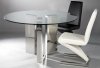 Round Tempered Glass Top Modern Dining Table w/Optional Chairs