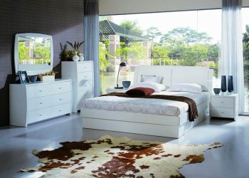 Palermo White Contemporary Bedroom Set w/Storage Bed [VGBS-Palermo-White]