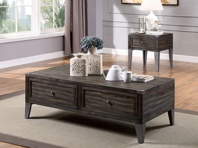 Piedmont 3Pc Coffee & End Table Set CM4387 in Gray & Dark Oak