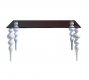 767 Dining Table w/White Legs & Glass Top